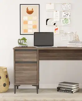 Písacie stoly Klasický písací stôl AIRA 8, orech/čierna