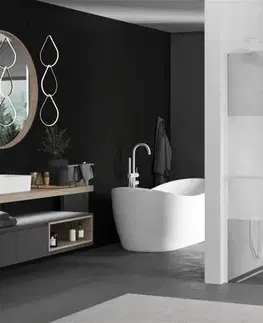 Sprchové dvere MEXEN/S - Kioto+ L Sprchová zástena WALK-IN s poličkou a držiakom uterákov 90 x 200, transparent/dekor, biela 800-090-123-20-35