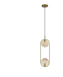 Svietidlá  Luster na lanku CORDEL 2xG9/28W/230V mosadz/dymová béžová 32-44105