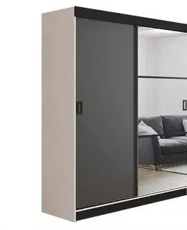 Spálňové šatníkové skrine Skriňa Retro 138 5L Biely / Dvierka grafit