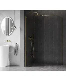 Sprchové dvere MEXEN/S - Kyoto-X Sprchová zástena WALK-IN 100 x 100, transparent 10 mm, zlato kefovaná 800-100-202-55-00-100-X