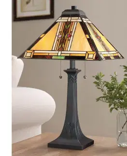 Lampy Elstead Quoizel QZ-NAVAJO-TL-VB - Stolná lampa Tiffany NAVAJO 2xE27/60W/230V QZ-NAVAJO-TL-VB