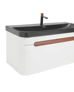 Kúpeľňový nábytok Kúpeľňová skrinka s umývadlom a batériou SAT Fusion 97,5x43x45 cm biela matná mat SATFUSION100WBKMBA SATFUSION100WBKMBA