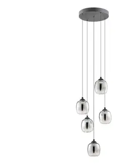 Svietidlá Redo 01-3488 -LED Stmievateľný luster na lanku KHADI 5xLED/5,2W/230V čierna/dymová 01-3488