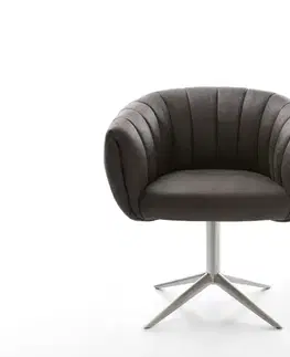 Jedálenské stoličky DELIFE Jedálenská stolička Jada-Flex mikrovlákno antracitová vintage krížová podstava nerezová oceľ 360° otočný hojdacia funkcia vrecková pružina