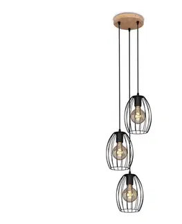 Svietidlá Brilo 4040-035 - Luster na lanku WAKTU VINTAGE 3xE27/60W/230V kaučukovník 4040-035