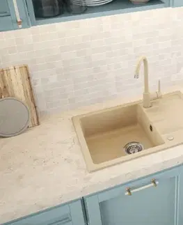 Kuchynské drezy DEANTE DEANTE - Iba sandy - Granitový drez vrátane batérie, 1 - bowl s odkvapkávačom ZRDA7113