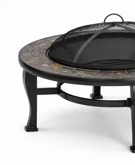 Ohniská GARDENKUS Ohnisko oceľové, kruhové, s obkladom, priemer 86 cm, GARDENKUS