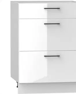 Kuchynské skrinky stojace Kuchynská skrinka Oscar D60s/3 biely lesk/biela
