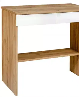 Písacie stoly Písací stôl Mini dub craft zlatá/biela