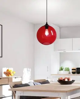 Stropná svetla Stropná lampa Edison s červenou sklenenou guľou