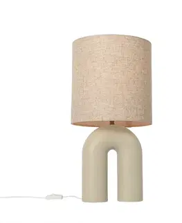 Stolné lampy Dizajnová stolná lampa béžová s tienidlom z ľanu béžová - Lotti