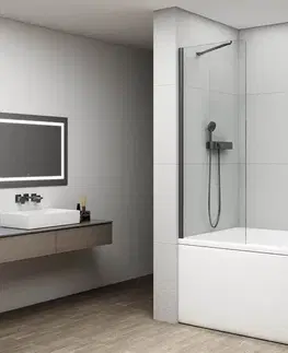 Sprchové dvere POLYSAN - FISA vaňová zástena 700x1500, gun metal, číre sklo FS1072-GM