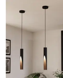 Svietidlá Eglo 901732 - LED Luster na lanku BARBOTTO 1xGU10/4,5W/230V 3000K čierna/hnedá 901732