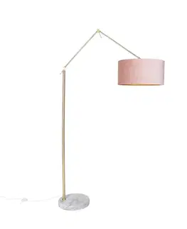 Stojace lampy Moderná stojaca lampa zlatý zamatový tienidlo ružový 50 cm - Editor