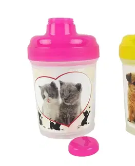 Detské hrnčeky TVAR - Fľaša plast 300ml/450ml dekor Šteniatka,mačiatka rôzne motívy