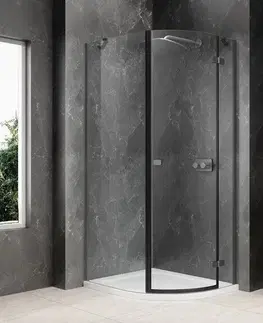 Sprchové dvere POLYSAN - GLOBE GUN METAL štvrťkruhová sprchová zástena 800x1000, číre sklo, pravé GB2810RGM