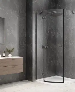 Sprchové dvere POLYSAN - GLOBE GUN METAL štvrťkruhová sprchová zástena 900x900, číre sklo, ľavá GB2690LGM
