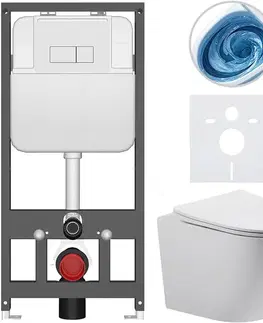 Záchody CERANO - Kompletný WC set Basic/Cesso - biela matná - WC tlačidlo Modulo/Biela - závesné - predstenová inštalácia - 49x36 CER-8050BD86183