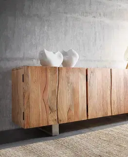 Komody DELIFE Komoda Live-Edge 220 cm akácia prírodná masív 6 dvierka