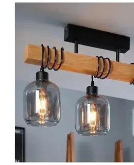 Svietidlá BRILAGI - Prisadený luster WOOD GLASS 3xE27/60W/230V borovica/čierna/dymová sivá EG44074+3xNSTK7758
