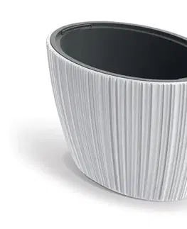 Kvetináče a truhlíky Kinekus Kvetináč plastový 595x395 mm ORO, oválny, biely, výška 380 mm, s vložkou