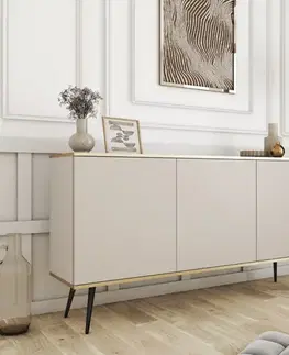 Komody ArtPS Komoda BIJOU K-160 | béžová / čierne nohy