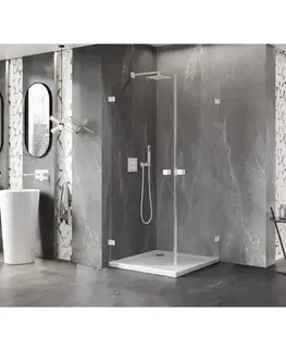 Sprchovacie kúty MEXEN/S - Lunar-B Duo sprchovací kút dvere krídlové 85 x 85, transparent, biela 832-085L-085P-20-00