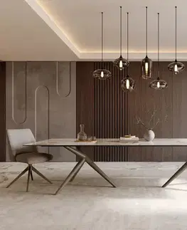 Jedálenské stoly DELIFE Jedálenský stôl Edge 300x100 keramika Minas melange bielo-béžová Estelar okrúhly kov efektová úprava titánová