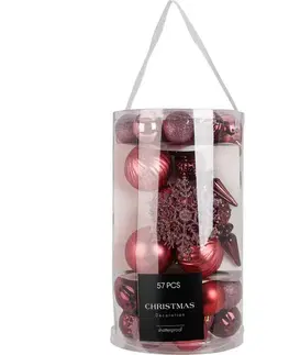 Vianočné dekorácie Sada vianočných ozdôb Cristal ružová, 57 ks