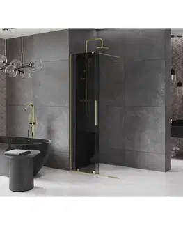 Sprchové dvere MEXEN/S - Velar Sprchová zástena posuvná Walk-in 100 x 200, grafit 8 mm, zlato 871-100-000-43-50