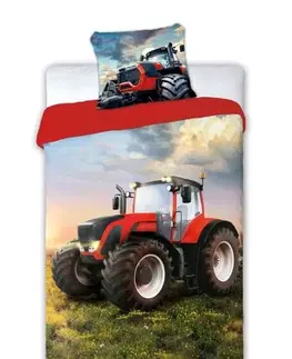 Obliečky Obliečky bavlnené Deluxe 3D 200x140cm+90x70cm Traktor Faro Tiahome