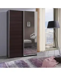 Šatníkové skrine Skriňa Fifi gaštan wenge/zrkadlo 135 cm