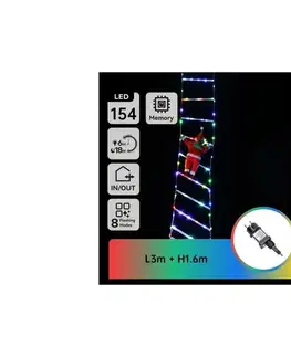 Vianočné dekorácie  B.V.  - LED RGBY Vonkajšia vianočná dekorácia 154xLED/3,6W/230V/8 funkcií 1,6m IP44 B10303Y24
