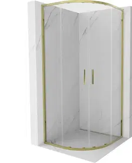 Sprchovacie kúty MEXEN - Exo štvrťkruhový posuvný sprchovací kút 100 x 100, transparent, zlato 8132-100-100-50-00