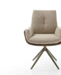 Jedálenské stoličky DELIFE Otočná jedálenská stolička Clea-Flex zmiešané materiály tmavobéžová krížová podstava široká titánová farba otočná o 360° s hojdacou funkciou