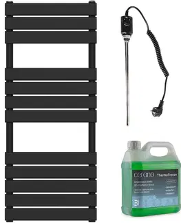 Doplnky do kúpeľne CERANO - Kúpeľňový elektrický radiátorový set Claude - 600W - čierna matná - 1200x500 mm CER-680554