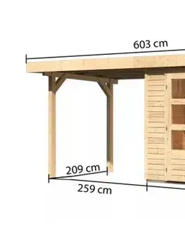 s prístreškom Drevený záhradný domček RETOLA 3 Lanitplast