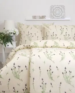 Obliečky MKLozkoviny.sk Predĺžené flanelové obliečky - Levanduľa 02 - 140 × 220 cm - 70 x 90 cm