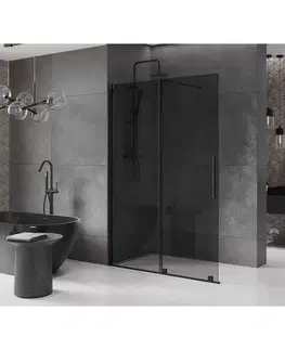 Sprchové dvere MEXEN/S - Velar Sprchová zástena posuvná Walk-in 150 x 200, grafit 8 mm, čierna 871-150-000-43-70