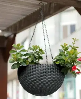 Kvetináče a truhlíky Keter Závesný kvetináč Sphere tmavohnedá, pr. 35 cm