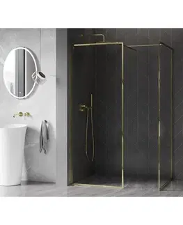 Sprchové dvere MEXEN/S - Kyoto-F Sprchová zástena WALK-IN s rámom 150 x 95, transparent 8 mm, zlato 800-150-202-04-50-095