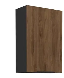 Kuchynské horné skrinky KONDELA Menzo 60 G-90 1F horná kuchynská skrinka čierna / orech
