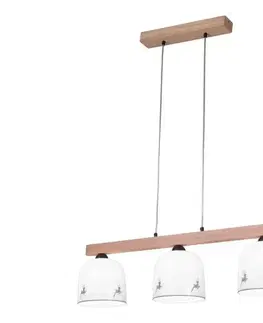 Svietidlá Kolarz A1352.83.Gr.100- Luster na lanku NONNA 3xE27/60W/230V jelene dub/biela/šedá A1352.83.Gr.100