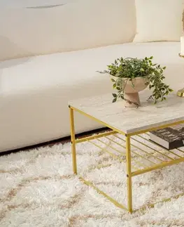 Konferenčné stolíky Konferenčný stolík Asude - Gold, Travertine