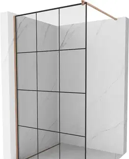 Sprchové dvere MEXEN/S - Kioto Sprchová zástena WALK-IN 110 x 200, čierny vzor 8 mm, meď kartáčovaná 800-110-101-65-77