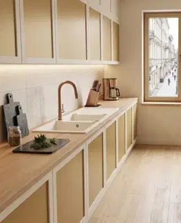 Kuchynské drezy DEANTE DEANTE - Andante beige - Granitový drez, 2 - bowl s odkvapkávačom ZQN_5213