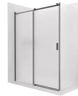 Sprchovacie kúty CERANO - Sprchovací kút Santoro - ľavá - 6 mm - čierna matná, mliečne sklo - 100x70 - posuvný CER-665620