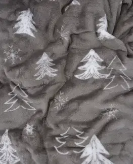 Deky MKLozkoviny.sk Deka mikroplyš Exclusive 150 × 200 cm – Stromčeky šedé