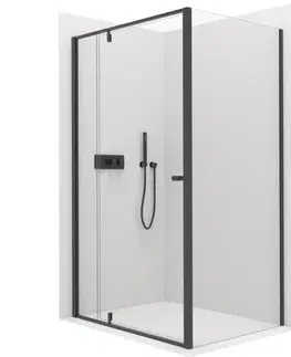 Sprchovacie kúty CERANO - Sprchový kout Santini L/P - 6 mm - černá matná, transparentní sklo - 110x100x195  - pivotový CER-428995